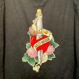 HD Harley Davidson Sword Heart Roses Black Tank Top Size XL